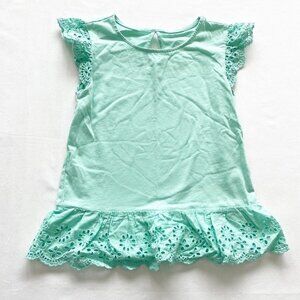 Girls Mint Green Flutter Sleeve Eyelet Peplum Top M (7-8) Wonder Nation